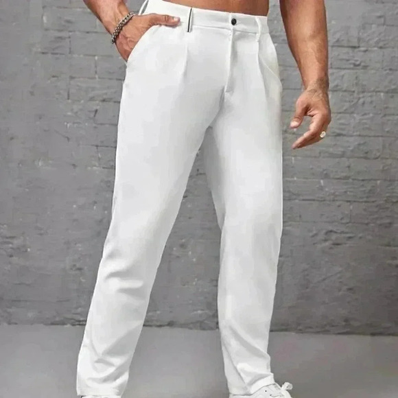 White Mens Suit Pants - Picture 1 of 4